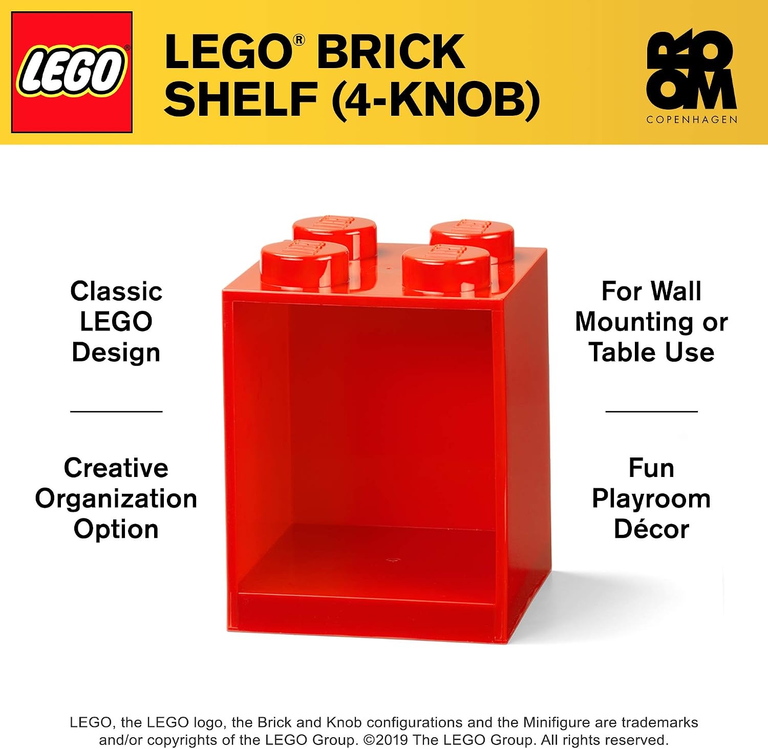 image:imageROOM Copenhagen LEGO Brick Set with 4Stud and 8Stud Box Shelves Red 4Stud amp 8Stud Shelves WallMounted Storage Open Storage Compartments Toy amp Home Storage
