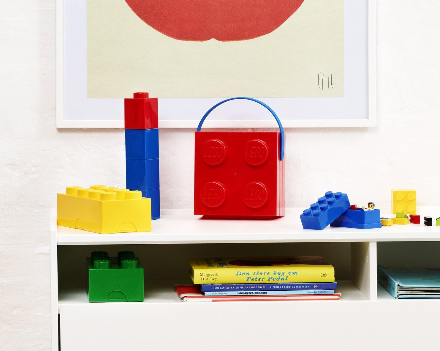 image:imageROOM Copenhagen Lego Hand Carry Box 4 Handle Blue Bright RedSand Green