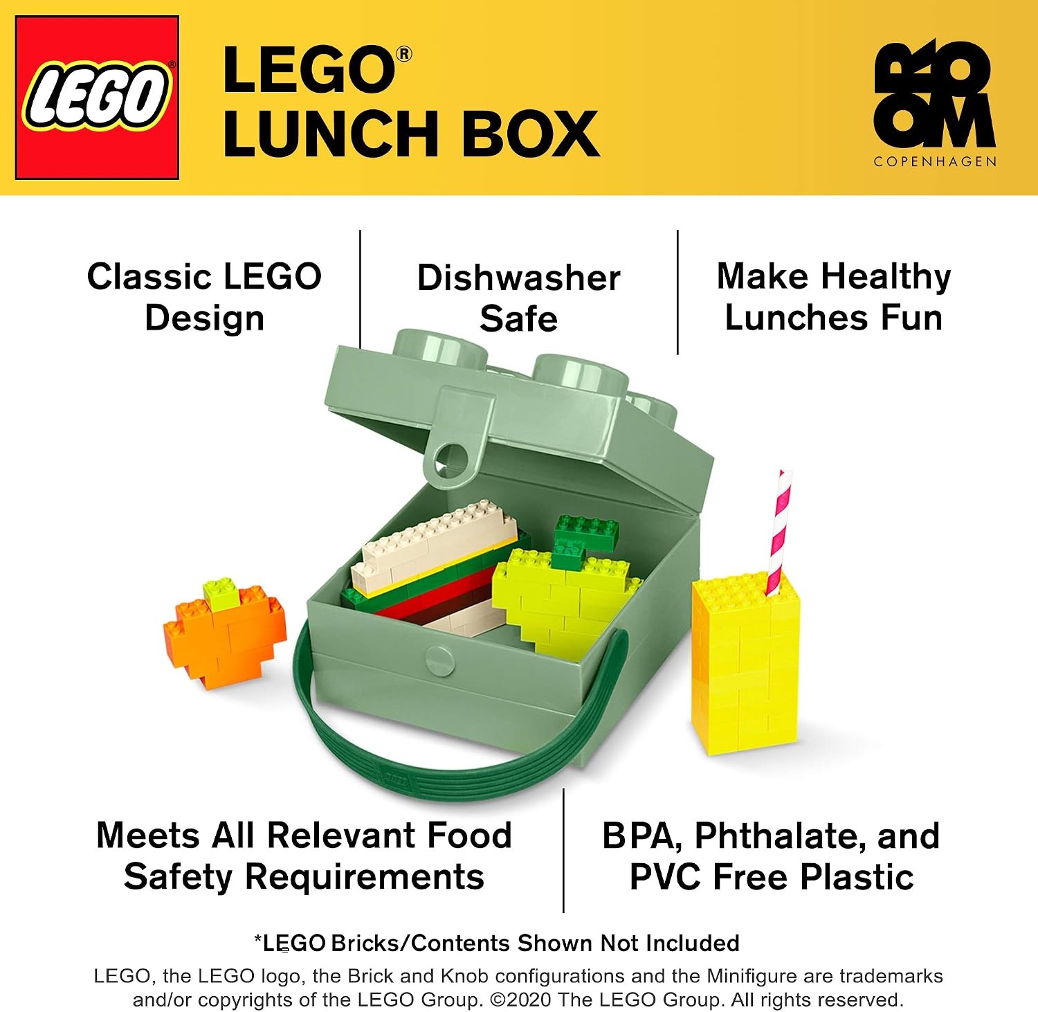 image:imageROOM Copenhagen Lego Hand Carry Box 4 Handle Blue Bright RedSand Green
