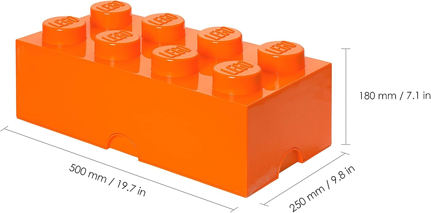 image:imageRoom Copenhagen 8 LEGO Brick Box White BPAFree Plastic Organizer for Bricks Clothes amp Stationery Compatible with LEGO Brick Drawers and Other Storage BlocksBright Orange