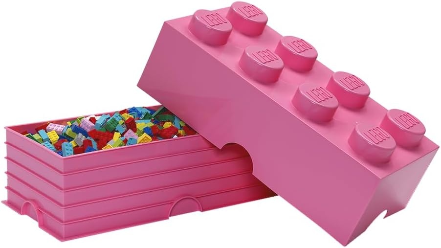 image:imageRoom Copenhagen 8 LEGO Brick Box White BPAFree Plastic Organizer for Bricks Clothes amp Stationery Compatible with LEGO Brick Drawers and Other Storage BlocksBright Pink