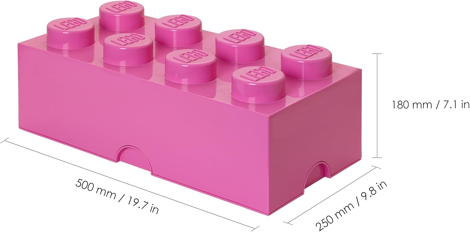 image:imageRoom Copenhagen 8 LEGO Brick Box White BPAFree Plastic Organizer for Bricks Clothes amp Stationery Compatible with LEGO Brick Drawers and Other Storage BlocksBright Pink