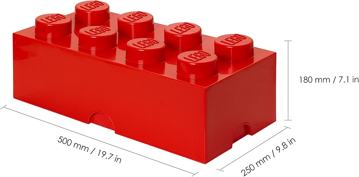 image:imageRoom Copenhagen 8 LEGO Brick Box White BPAFree Plastic Organizer for Bricks Clothes amp Stationery Compatible with LEGO Brick Drawers and Other Storage BlocksBright Red