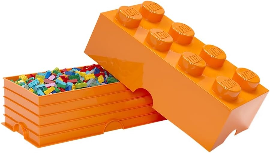 image:imageRoom Copenhagen 8 LEGO Brick Box White BPAFree Plastic Organizer for Bricks Clothes amp Stationery Compatible with LEGO Brick Drawers and Other Storage BlocksBright Orange