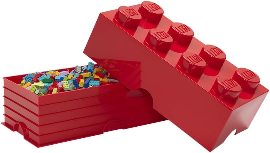 image:imageRoom Copenhagen 8 LEGO Brick Box White BPAFree Plastic Organizer for Bricks Clothes amp Stationery Compatible with LEGO Brick Drawers and Other Storage BlocksBright Red