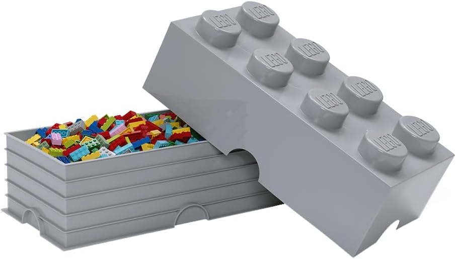 image:imageRoom Copenhagen 8 LEGO Brick Box White BPAFree Plastic Organizer for Bricks Clothes amp Stationery Compatible with LEGO Brick Drawers and Other Storage BlocksStone Grey
