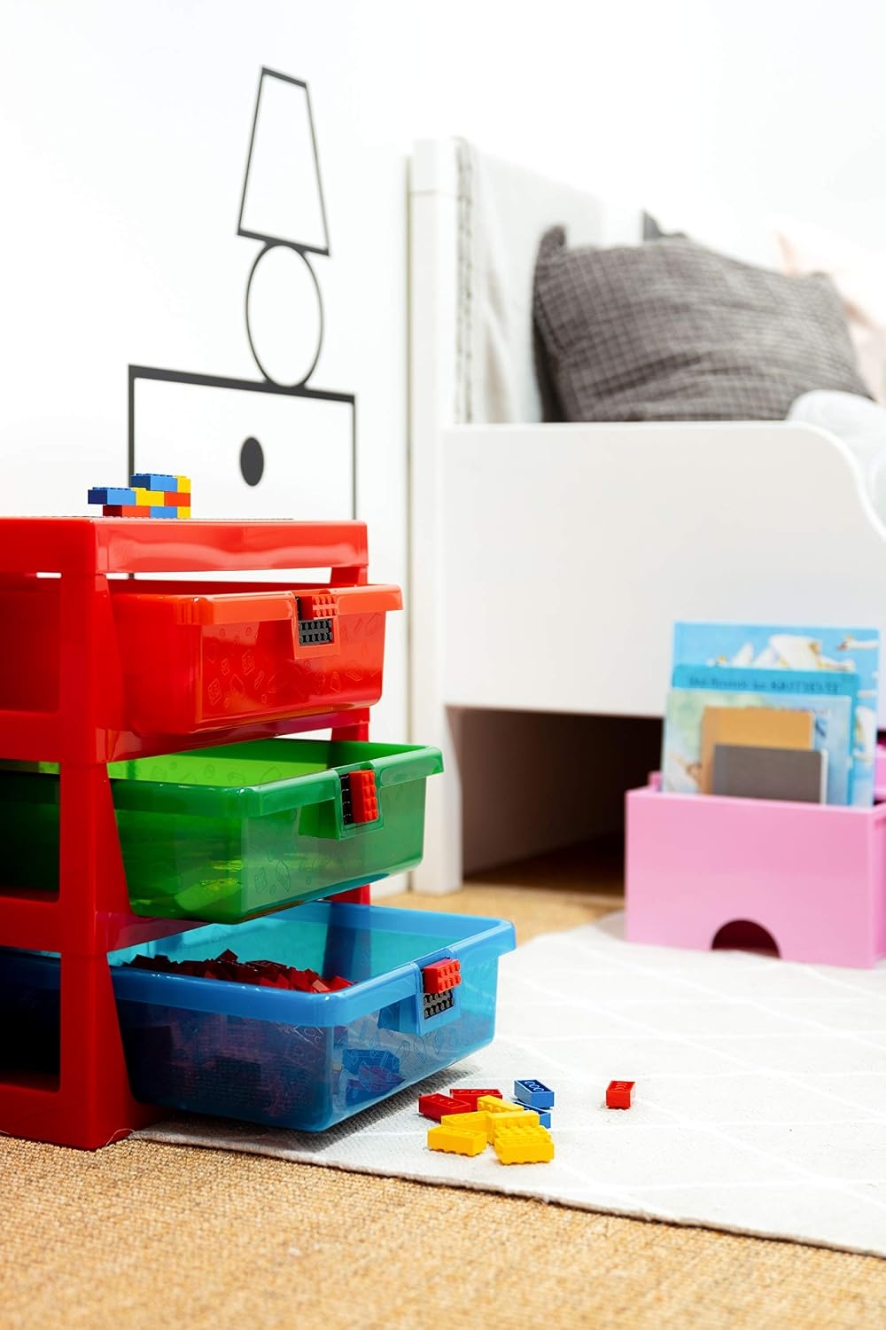 image:imageRoom Copenhagen LEGO 3Drawer Storage Rack System 1323 x 1234 x 15 In Blue 3 Removable Drawers Building Baseplate Top Toy amp Desk Storage Bedside or Desktop UseBlue