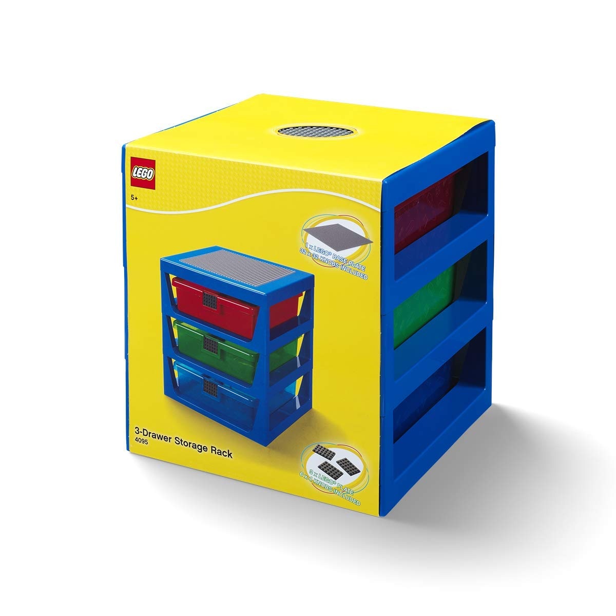 image:imageRoom Copenhagen LEGO 3Drawer Storage Rack System 1323 x 1234 x 15 In Blue 3 Removable Drawers Building Baseplate Top Toy amp Desk Storage Bedside or Desktop UseBlue