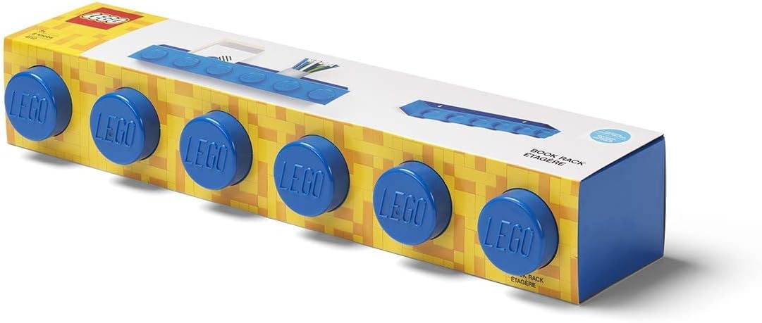 image:imageRoom Copenhagen LEGO Book Rack Wall Shelf 189 in White WallMounted Book Rack 189 in Width Book amp Magazine Storage Room OrganizationBlue