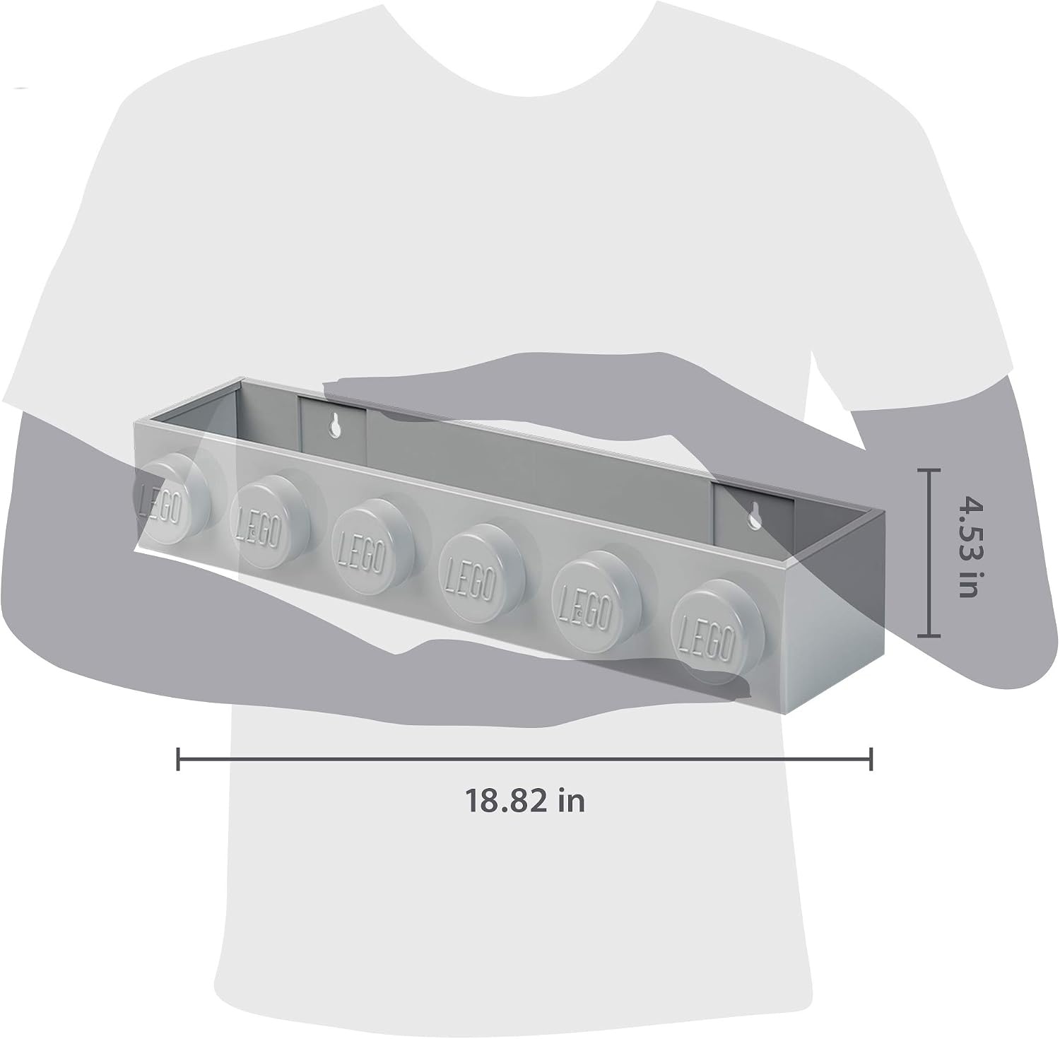 image:imageRoom Copenhagen LEGO Book Rack Wall Shelf 189 in White WallMounted Book Rack 189 in Width Book amp Magazine Storage Room OrganizationGrey