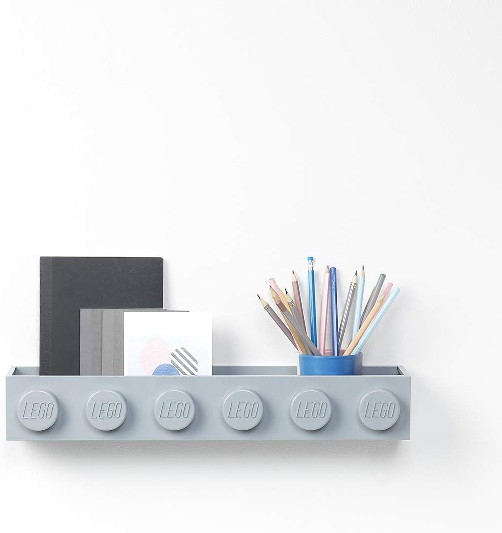 image:imageRoom Copenhagen LEGO Book Rack Wall Shelf 189 in White WallMounted Book Rack 189 in Width Book amp Magazine Storage Room OrganizationGrey