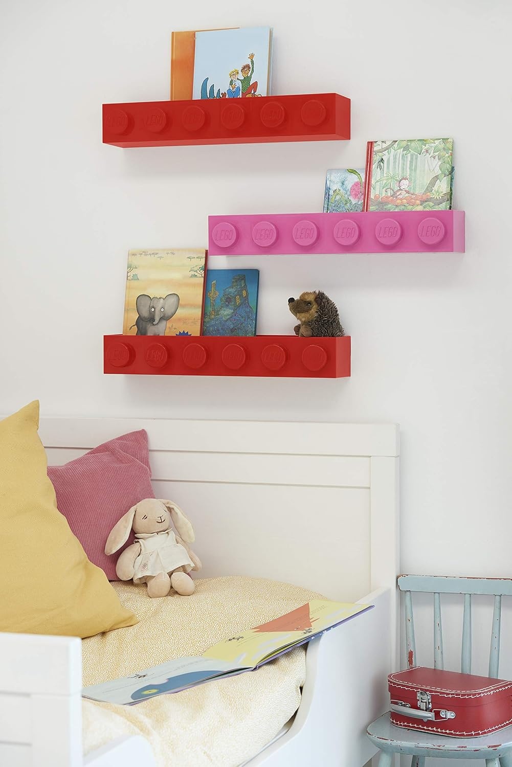 image:imageRoom Copenhagen LEGO Book Rack Wall Shelf 189 in White WallMounted Book Rack 189 in Width Book amp Magazine Storage Room OrganizationGrey