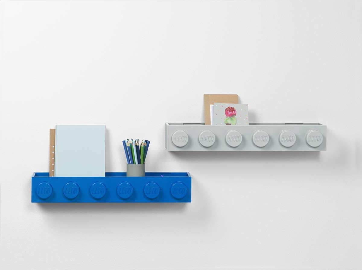 image:imageRoom Copenhagen LEGO Book Rack Wall Shelf 189 in White WallMounted Book Rack 189 in Width Book amp Magazine Storage Room OrganizationWhite
