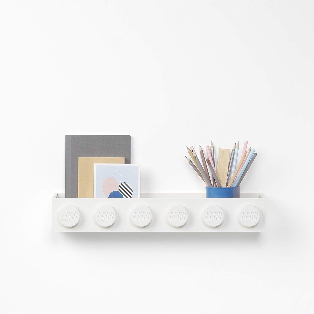image:imageRoom Copenhagen LEGO Book Rack Wall Shelf 189 in White WallMounted Book Rack 189 in Width Book amp Magazine Storage Room OrganizationWhite
