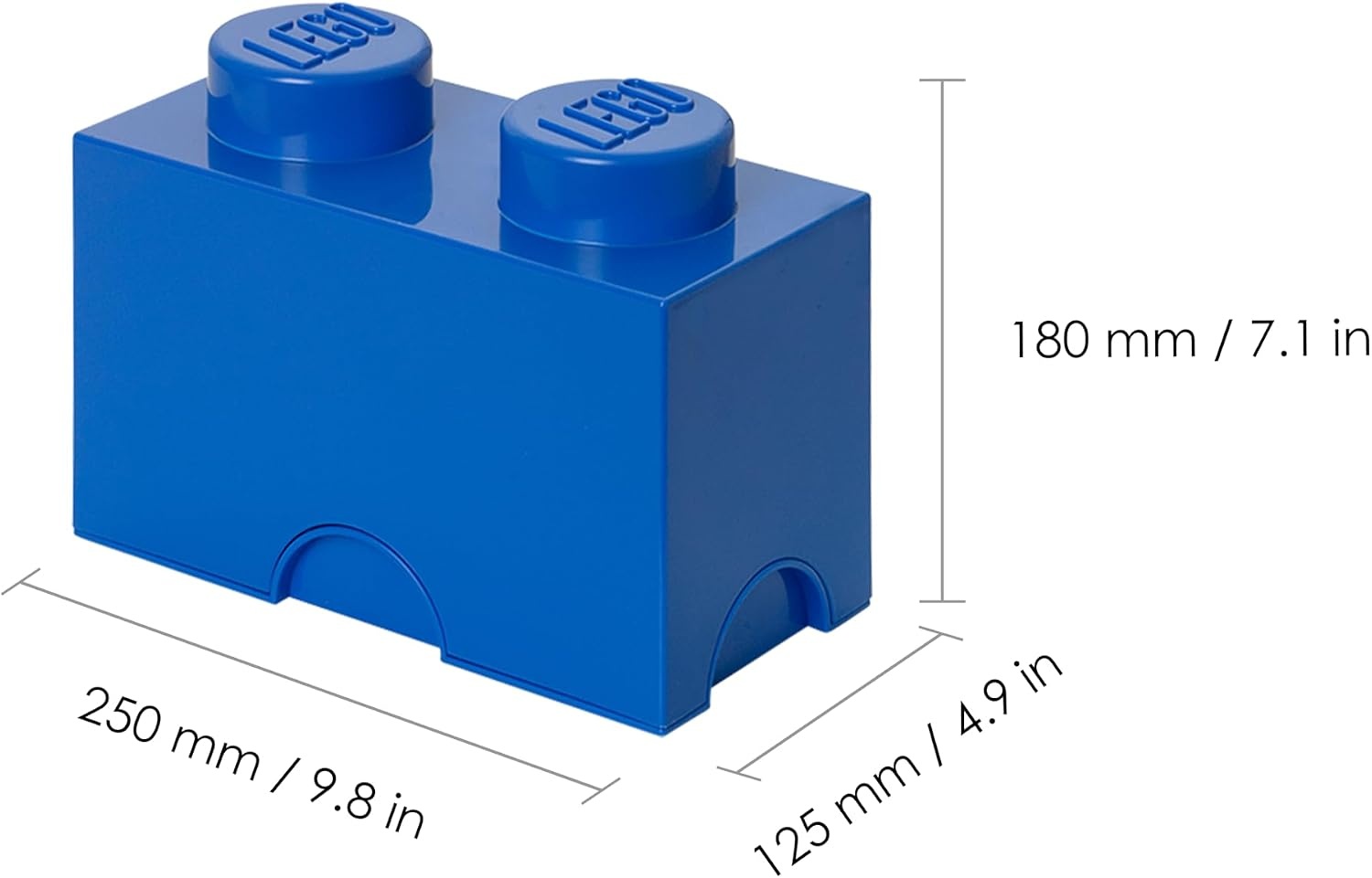 image:imageRoom Copenhagen LEGO Brick Bright Blue 2 Medium Stackable Storage Box BPAfree plastic toy organizer and bin for 400 bricks Iconic 2stud design measures 49 x 98 x 71 in Phthalatefree