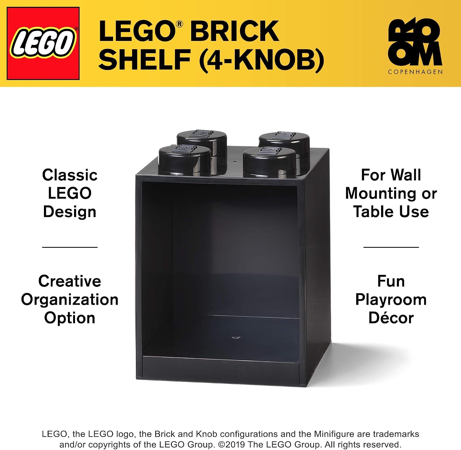 image:imageRoom Copenhagen LEGO Brick Set with 4Stud and 8Stud Box Shelves Black Stackable Storage Box Storage with Lid Toy Organization Home Decor Office Kids Room