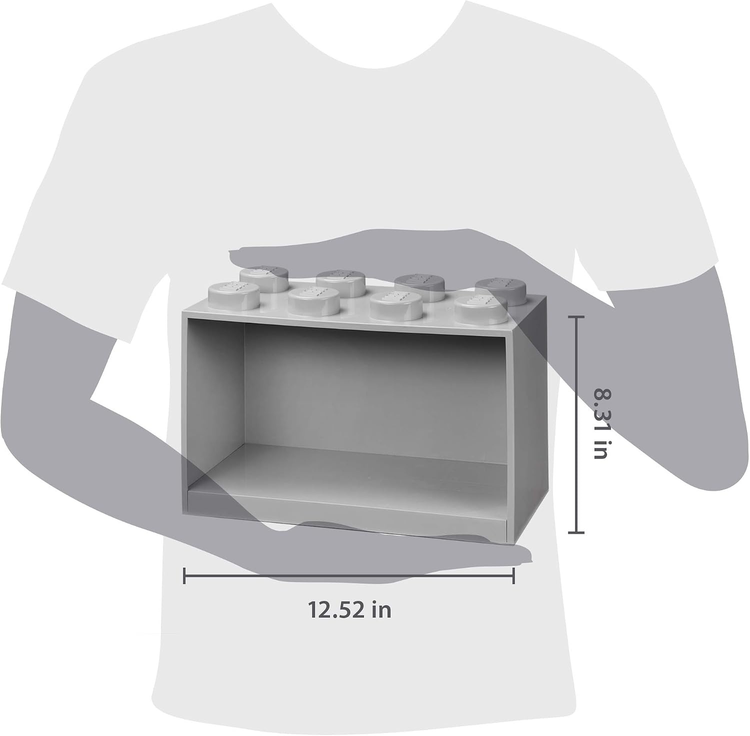 image:imageRoom Copenhagen LEGO Brick Set with 4Stud and 8Stud Box Shelves Gray Stackable Storage Box WallMounted Design Brick Design Open Storage Compartment Toy amp Desk Storage