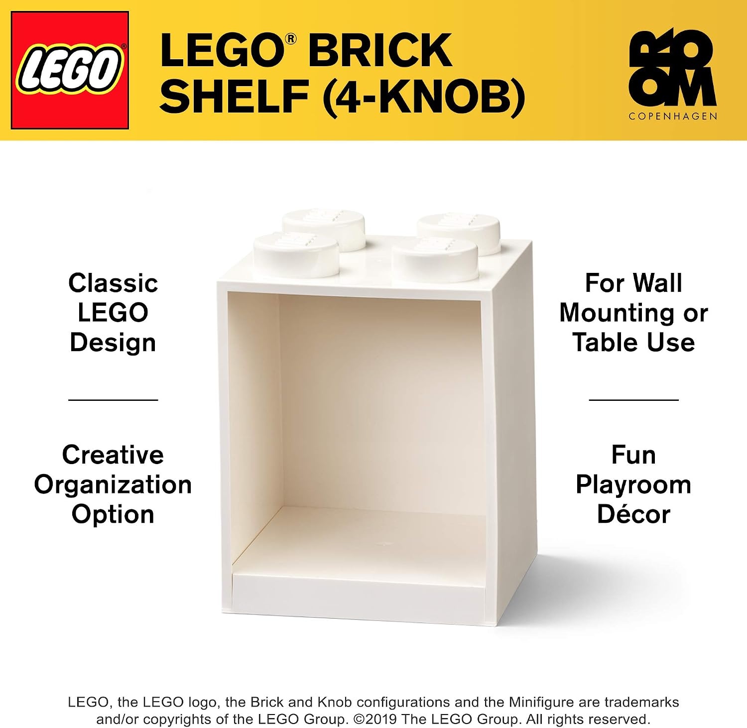 image:imageRoom Copenhagen LEGO Brick Set with 4Stud and 8Stud Box Shelves White 4Stud amp 8Stud Shelves WallMounted Storage Open Storage Compartments Toy amp Home Storage