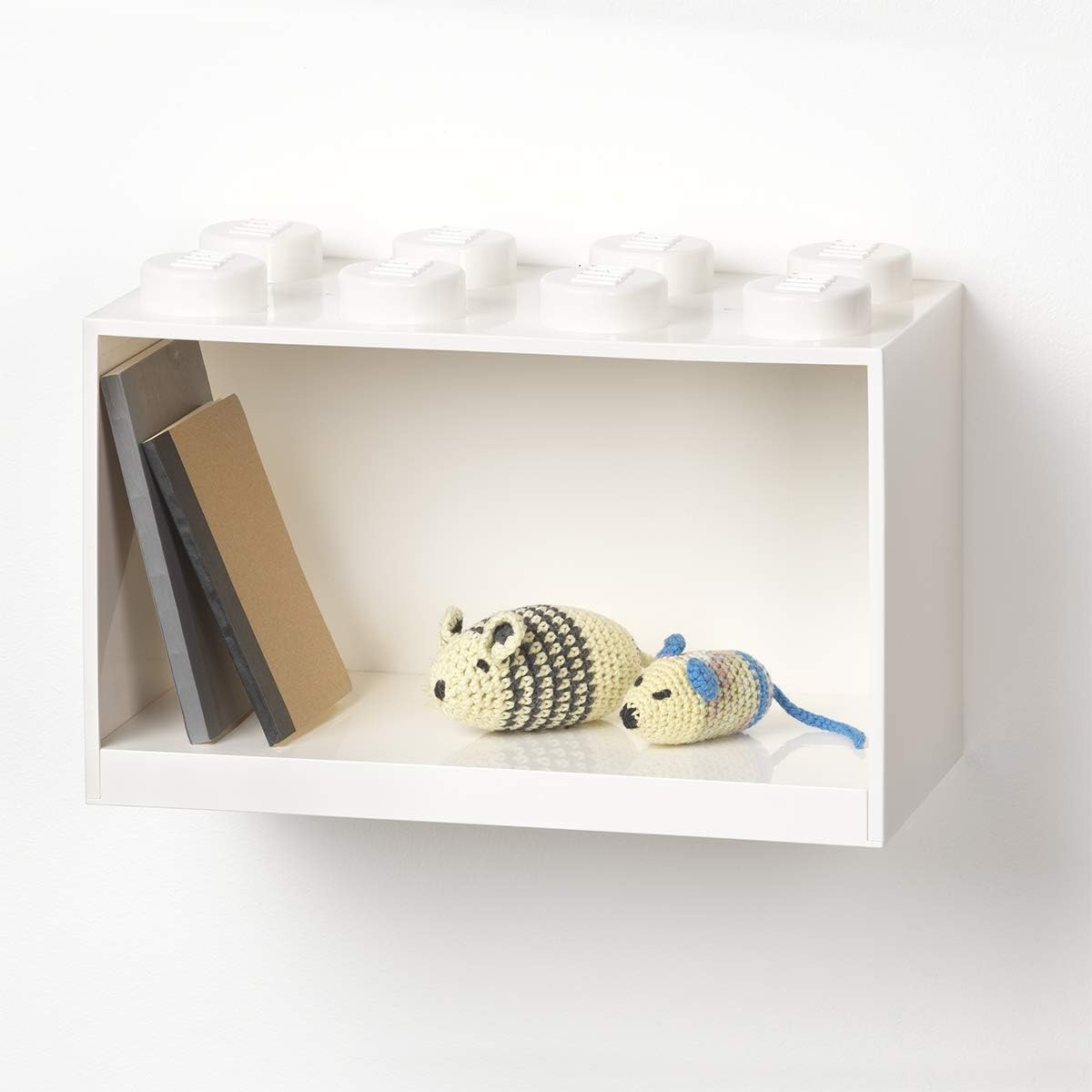 image:imageRoom Copenhagen LEGO Brick Shelf Box Stackable or Mountable Storage Compartment 8 Stud Grey Stackable Storage Box WallMounted Design 8Knob Brick Design Open Storage Compartment Toy amp Desk StorageWhite