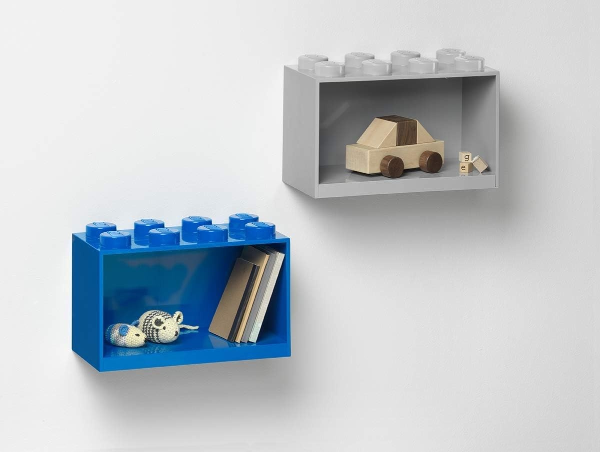 image:imageRoom Copenhagen LEGO Brick Shelf Box Stackable or Mountable Storage Compartment 8 Stud Grey Stackable Storage Box WallMounted Design 8Knob Brick Design Open Storage Compartment Toy amp Desk StorageWhite