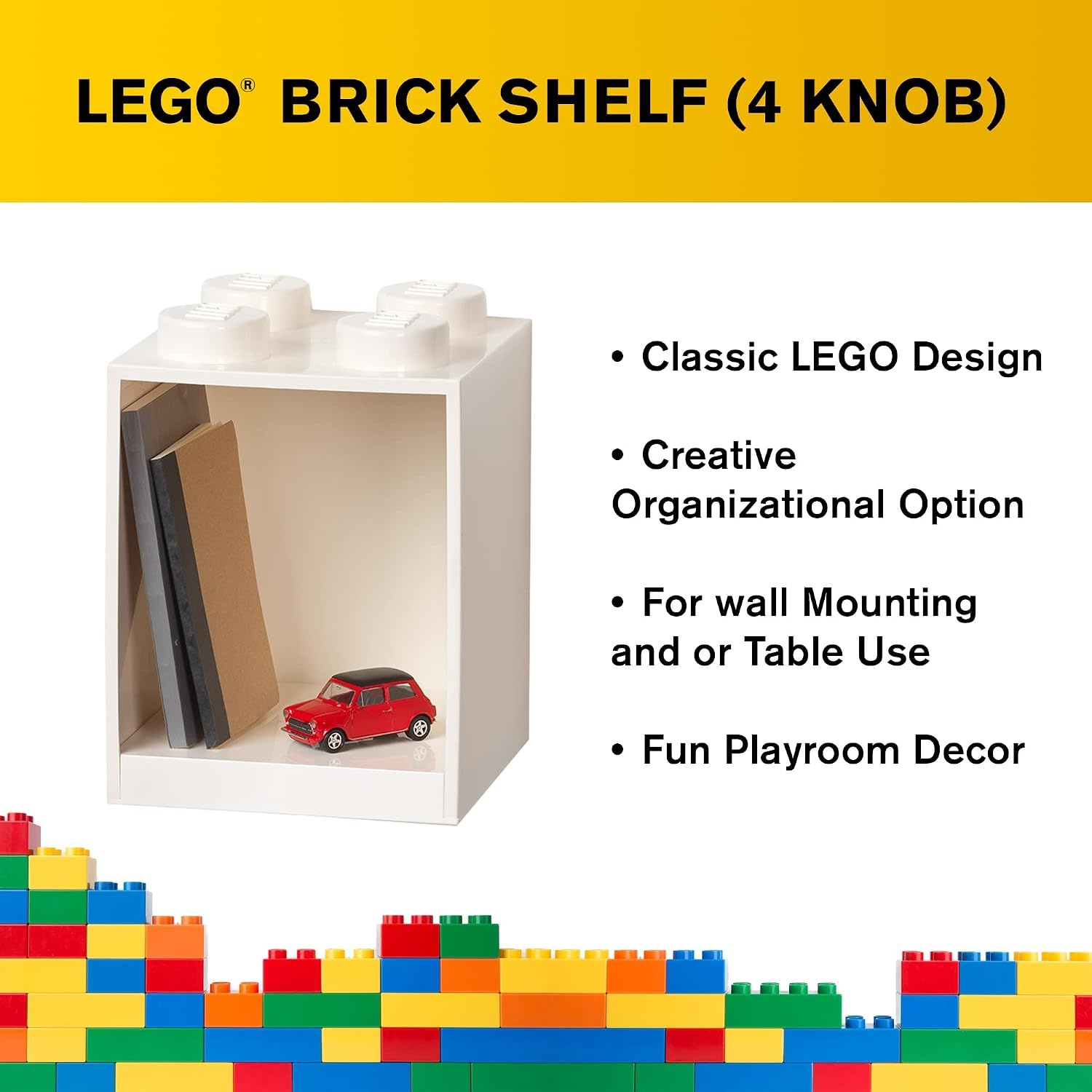 image:imageRoom Copenhagen LEGO Brick Shelf Box Stackable or Mountable Storage Compartment 8 Stud Grey Stackable Storage Box WallMounted Design 8Knob Brick Design Open Storage Compartment Toy amp Desk StorageWhite