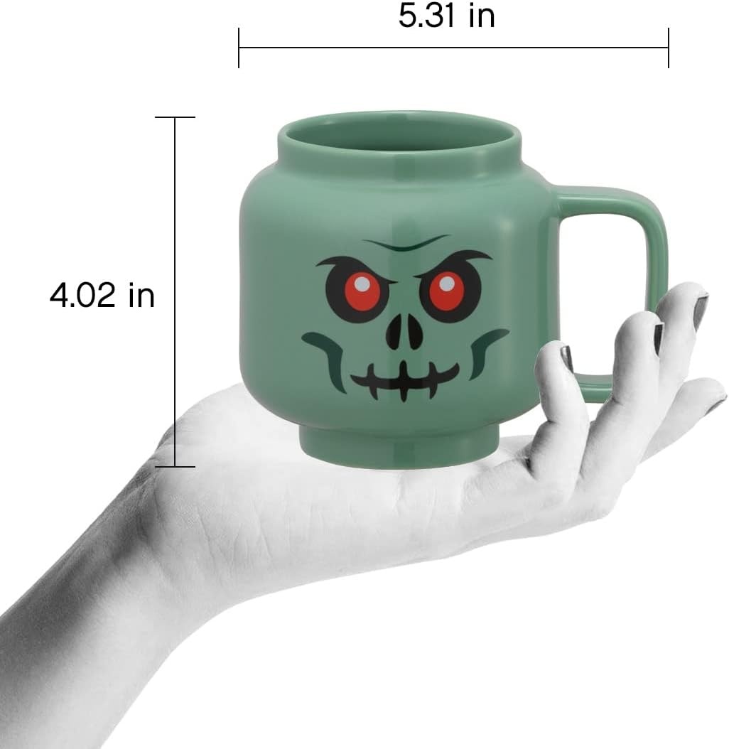 image:imageRoom Copenhagen LEGO Ceramic Mug Small Boy 225 ml Cup for All Ages Cool Cup Fun and Unique Ceramic Coffee Mug Tea Mug LEGO Design Dishwasher Safe Hot amp Cold DrinksGreen Skeleton