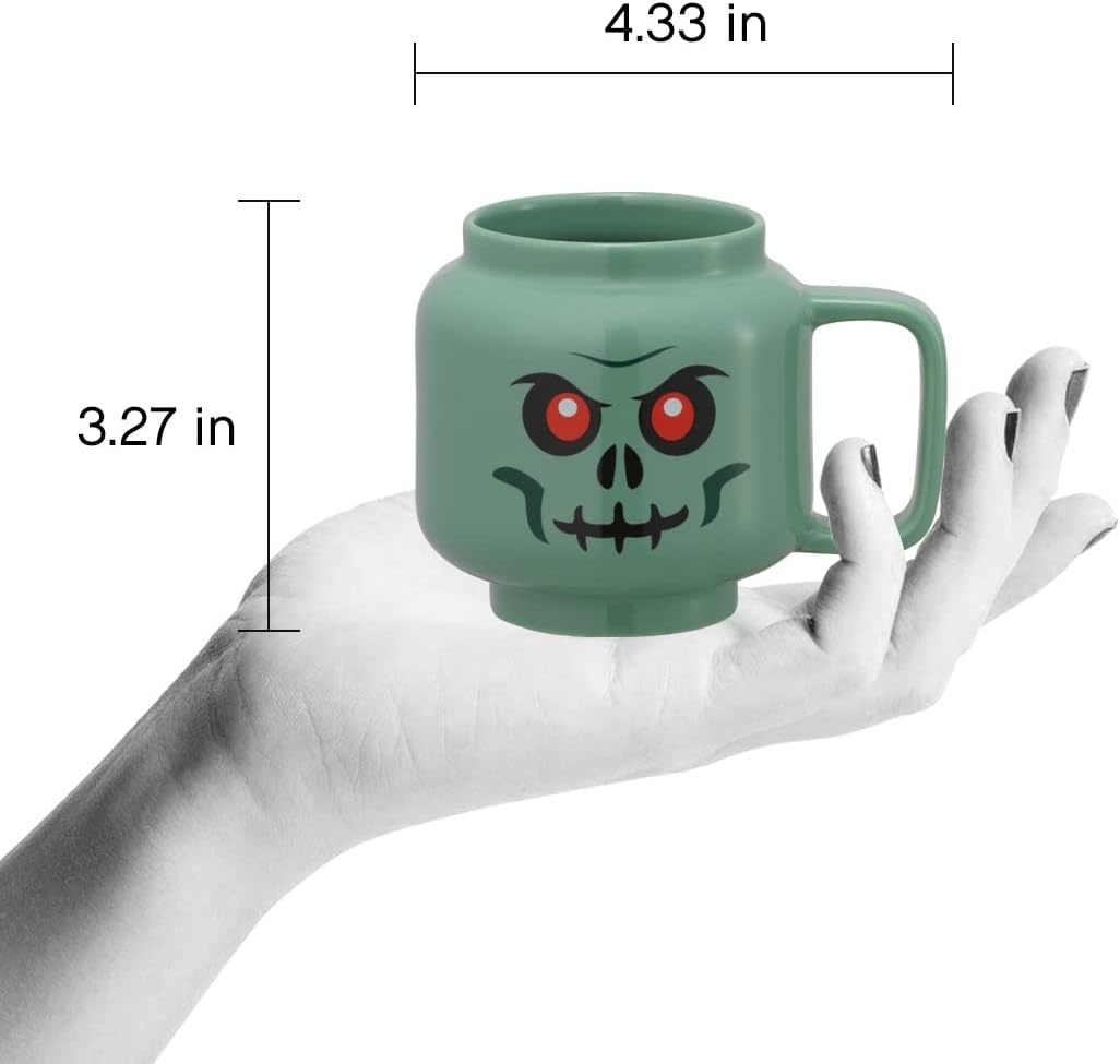 image:imageRoom Copenhagen LEGO Ceramic Mug Small Boy 225 ml Cup for All Ages Cool Cup Fun and Unique Ceramic Coffee Mug Tea Mug LEGO Design Dishwasher Safe Hot amp Cold DrinksGreen Skeleton