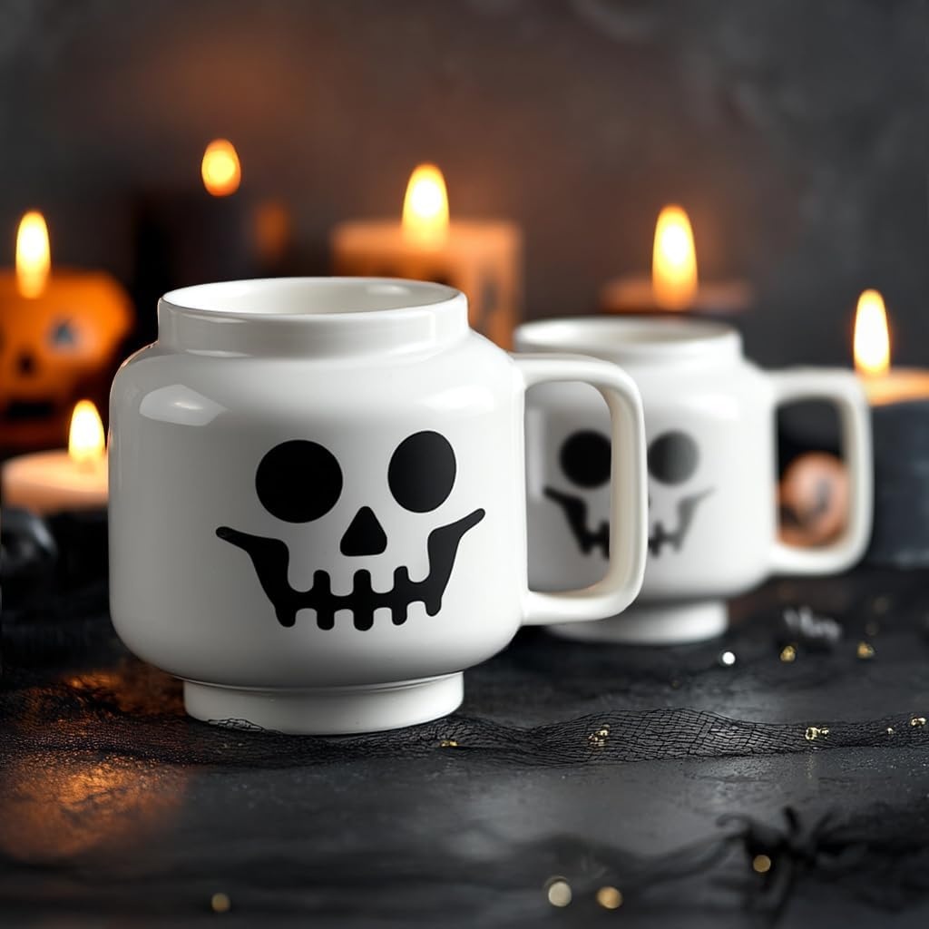 image:imageRoom Copenhagen LEGO Ceramic Mug Small Boy 225 ml Cup for All Ages Cool Cup Fun and Unique Ceramic Coffee Mug Tea Mug LEGO Design Dishwasher Safe Hot amp Cold DrinksWhite Skeleton