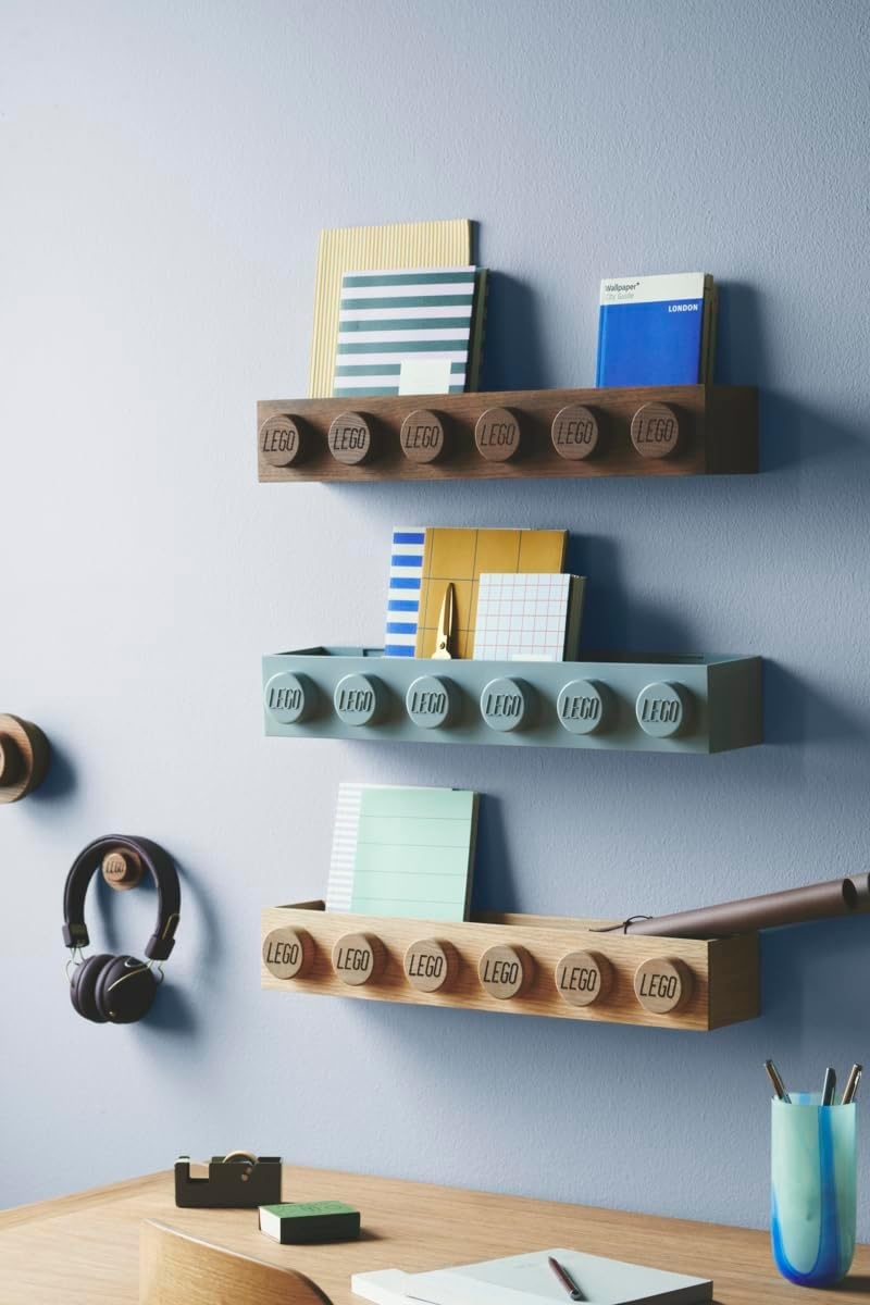 image:imageRoom Copenhagen LEGO Home Dark Wooden Book Rack Oak Shelf for Stylish Book Storage amp Home Decor Wall Shelves Stylish and Functional Bookshelves 500x87x129 mm