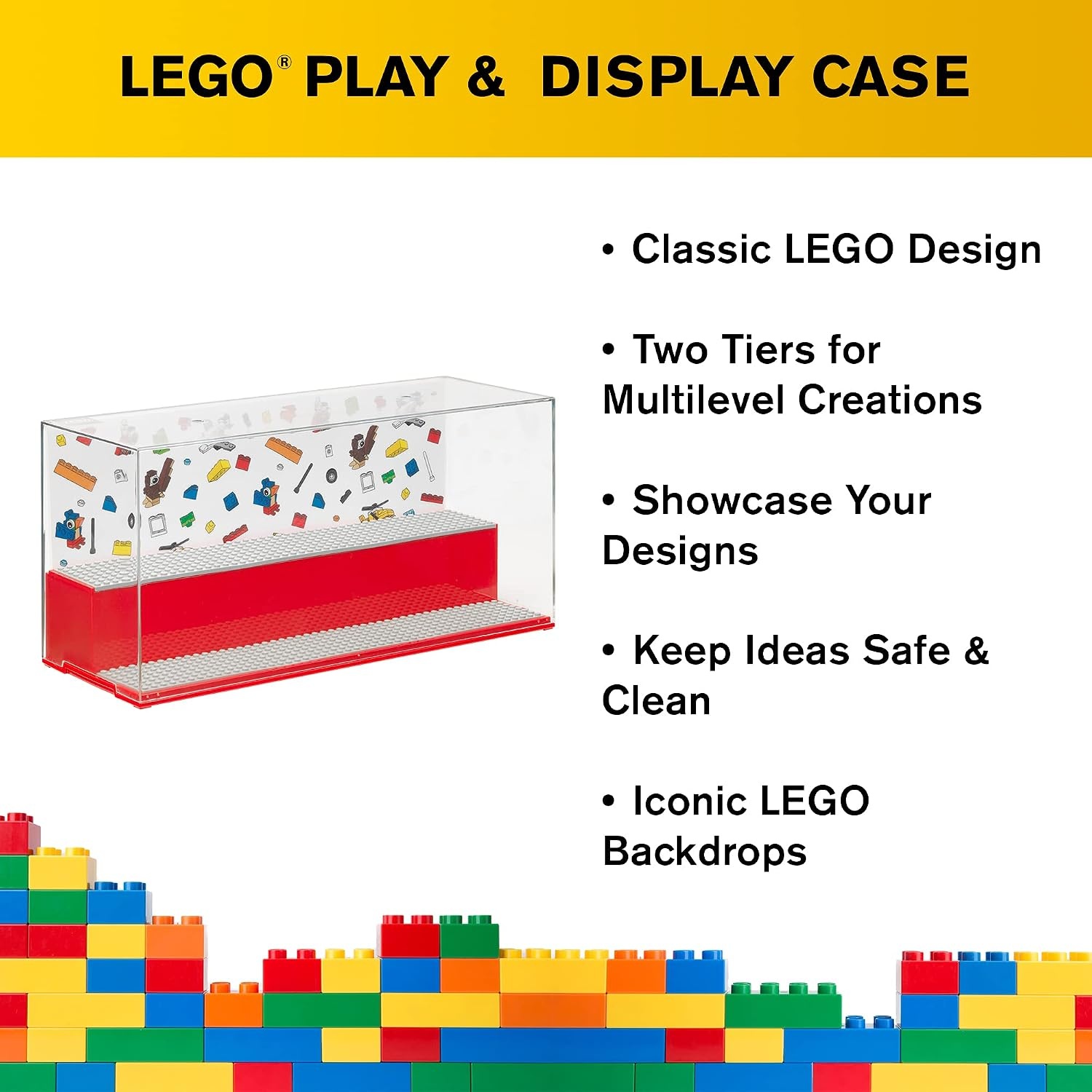 image:imageRoom Copenhagen LEGO Play and Display Case 2Tier Toy Storage Container LEGO Iconic Blue Display Solution for LEGO Sets and Minifigures LEGO Box Home DecorRed