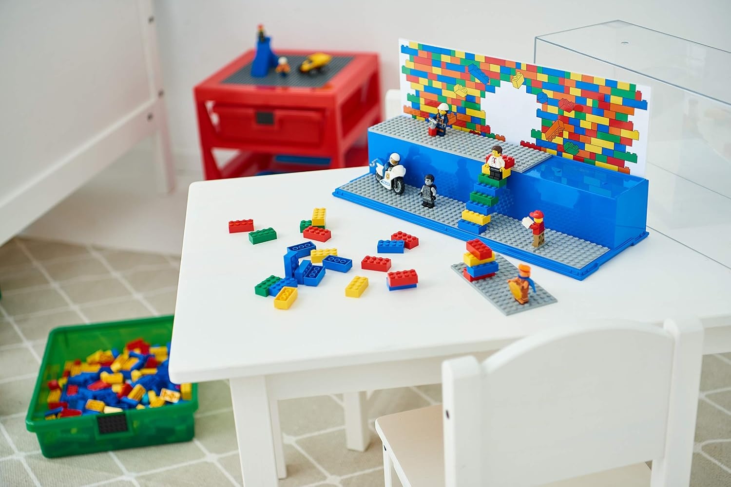 image:imageRoom Copenhagen LEGO Play and Display Case 2Tier Toy Storage Container LEGO Iconic Blue Display Solution for LEGO Sets and Minifigures LEGO Box Home DecorRed
