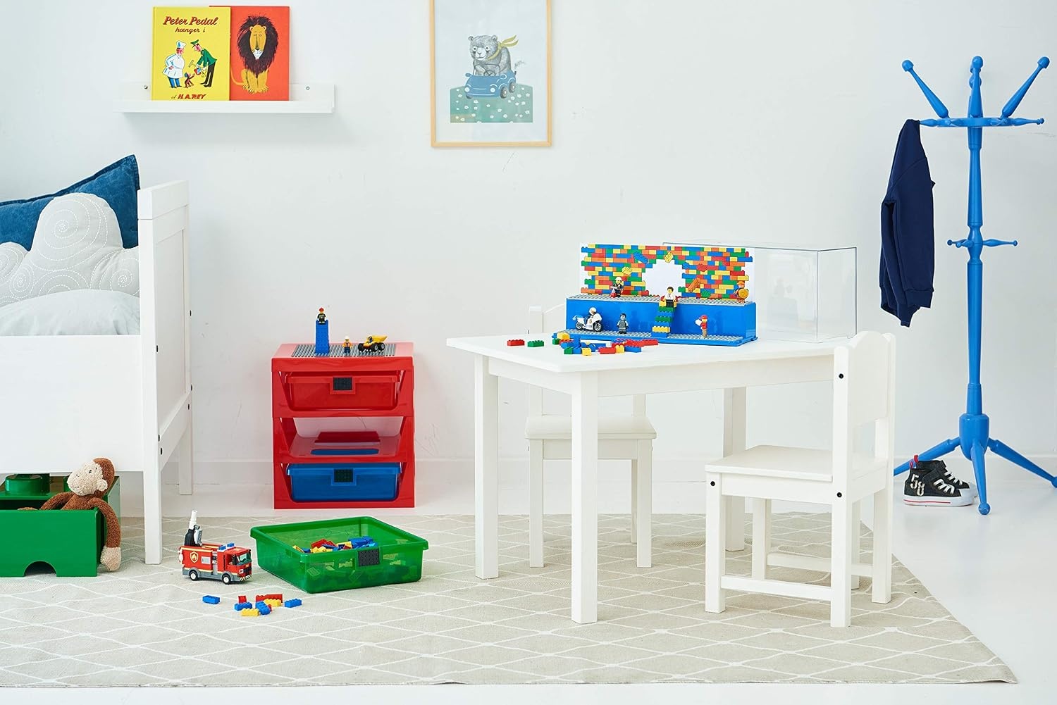 image:imageRoom Copenhagen LEGO Play and Display Case 2Tier Toy Storage Container LEGO Iconic Blue Display Solution for LEGO Sets and Minifigures LEGO Box Home DecorBlue