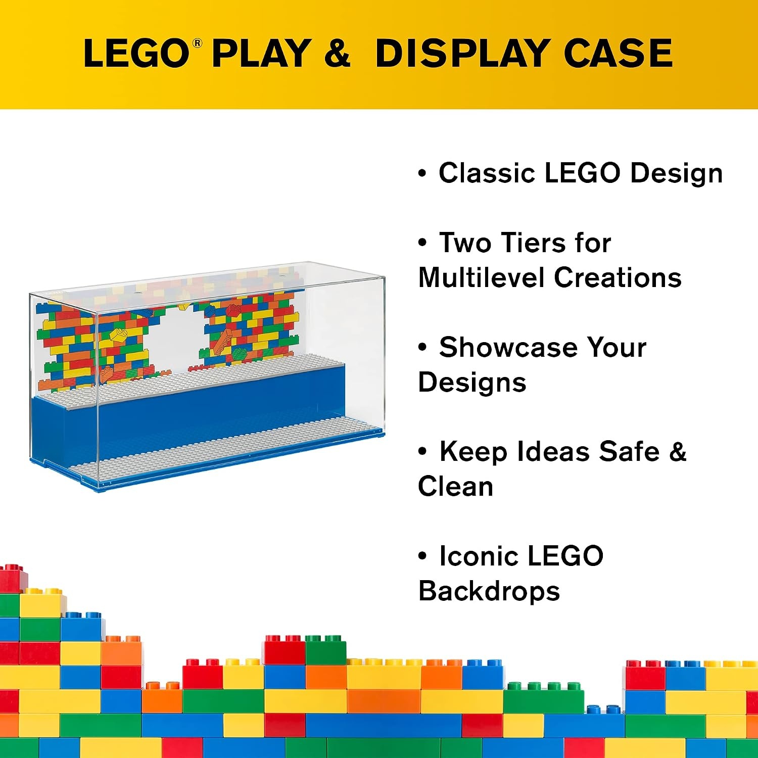 image:imageRoom Copenhagen LEGO Play and Display Case 2Tier Toy Storage Container LEGO Iconic Blue Display Solution for LEGO Sets and Minifigures LEGO Box Home DecorBlue