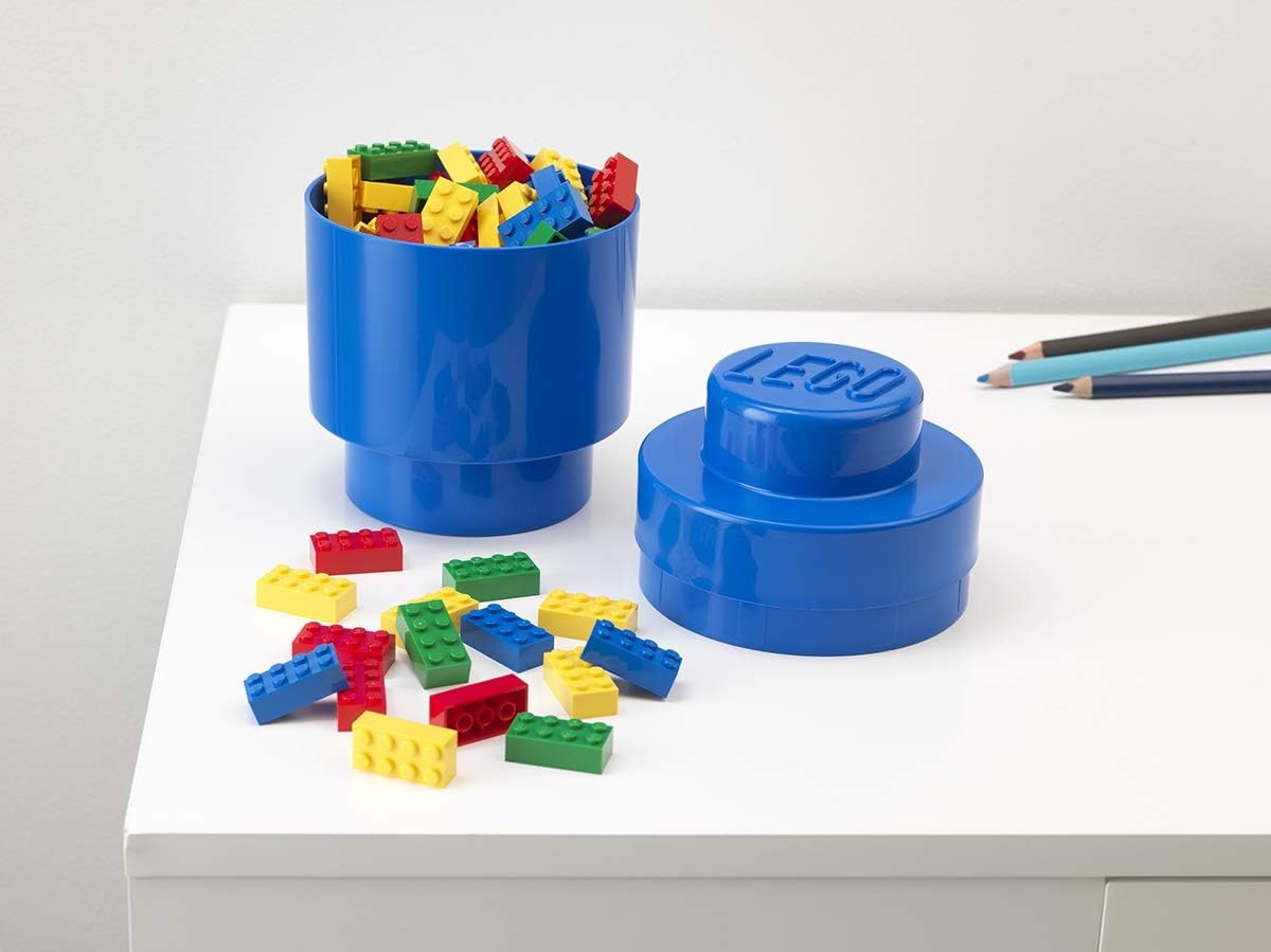 image:imageRoom Copenhagen LEGO Round Brick 1 Stackable Storage Solution Bright BlueYellow