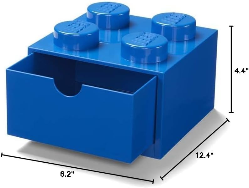 image:imageRoom Copenhagen LEGO Storage Brick 4 Desk Drawer 4Stud Stackable Tabletop Storage Box 62 x 62 x 44 In Blue Stackable Storage Box 1 PullOut Drawer 4Knob Brick Design Toy amp Desk Storage