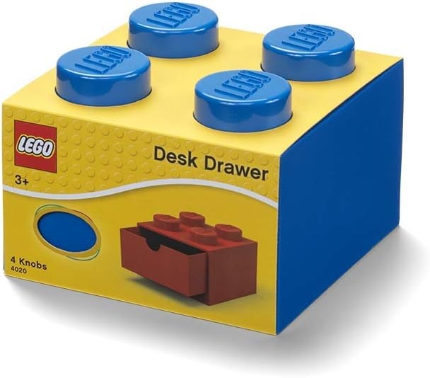 image:imageRoom Copenhagen LEGO Storage Brick 4 Desk Drawer 4Stud Stackable Tabletop Storage Box 62 x 62 x 44 In Blue Stackable Storage Box 1 PullOut Drawer 4Knob Brick Design Toy amp Desk Storage
