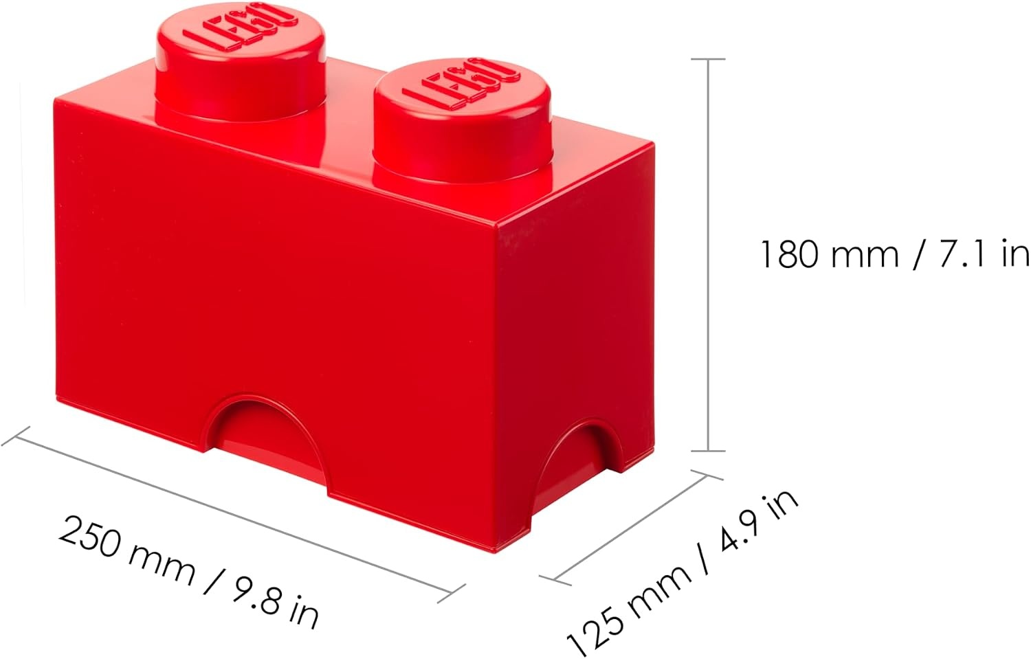 image:imageRoom Copenhagen LEGO Storage Bright Red Brick 2 Stackable Bin for Toys Medium plastic organizer box for kids playroom BPA and PVC free measures 49 x 98 x 71 in holds 400 bricks