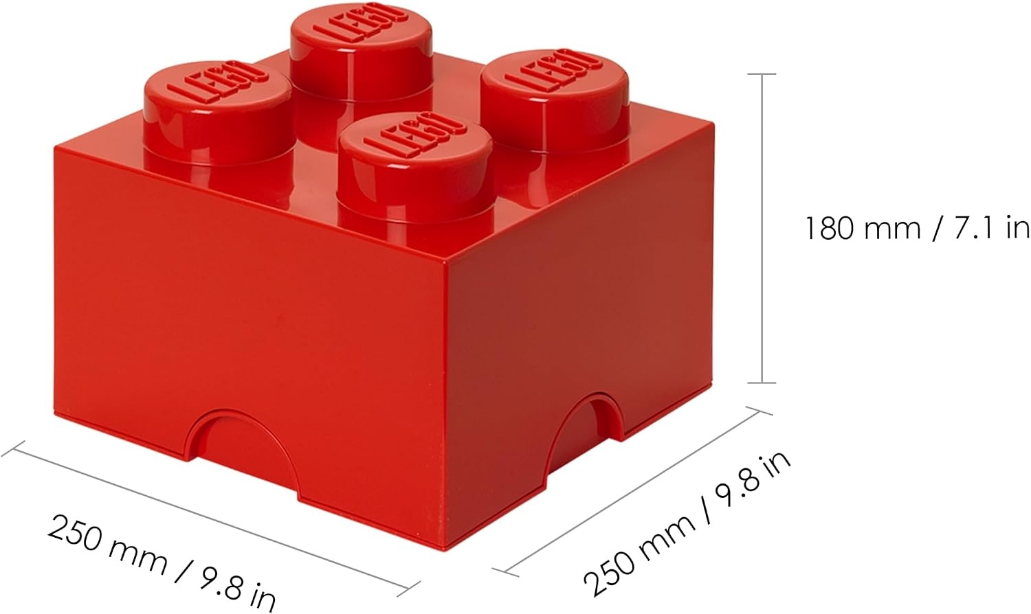image:imageRoom Copenhagen LEGO Storage Bright Red Brick 4 Stackable Toy Box Bin Medium 98 inch plastic block container for playroom organization BPAfree polypropylene holds up to 800 bricks