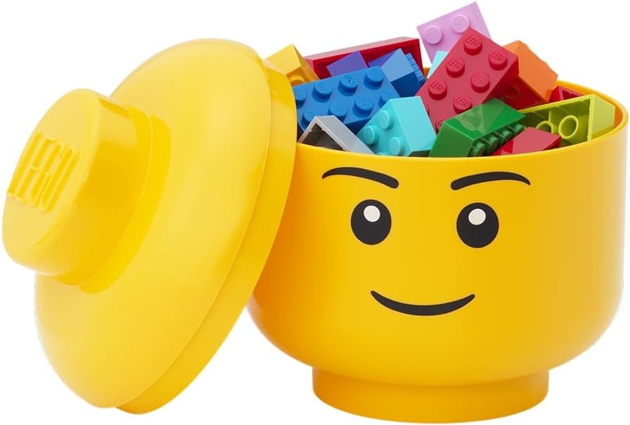 image:imageRoom Copenhagen LEGO Storage Heads Stackable Storage Container Buildable Organizational Bins for Kids Toys and Accessories 945 x 945 x 1067in Large Pumpkin Holds 500 Bricks Holds about 500 bricksBoy