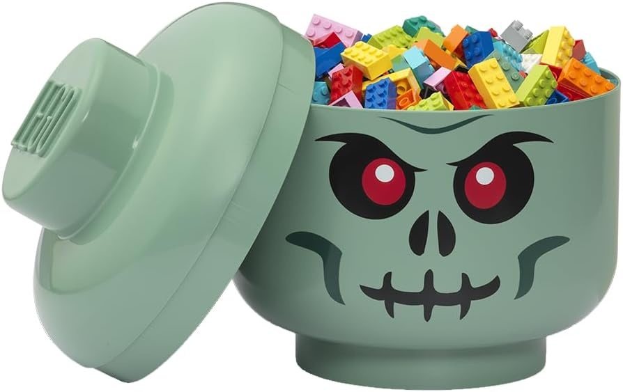 image:imageRoom Copenhagen LEGO Storage Heads Stackable Storage Container Buildable Organizational Bins for Kids Toys and Accessories 945 x 945 x 1067in Large Pumpkin Holds 500 Bricks Holds about 500 bricksZombie
