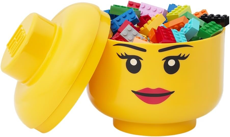 image:imageRoom Copenhagen LEGO Storage Heads Stackable Storage Container Buildable Organizational Bins for Kids Toys and Accessories 945 x 945 x 1067in Large Pumpkin Holds 500 Bricks Holds about 500 bricksGirl