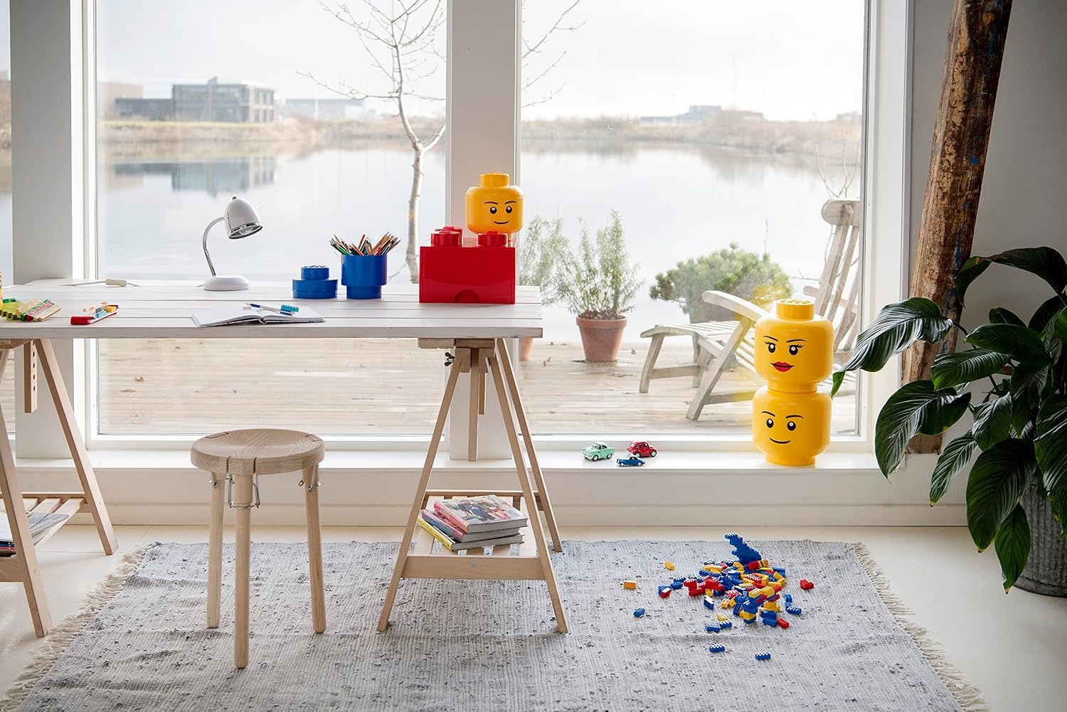 image:imageRoom Copenhagen LEGO Storage Heads Stackable Storage Container Buildable Organizational Bins for Kids Toys and Accessories 945 x 945 x 1067in Large Pumpkin Holds 500 Bricks Holds about 500 bricksZombie