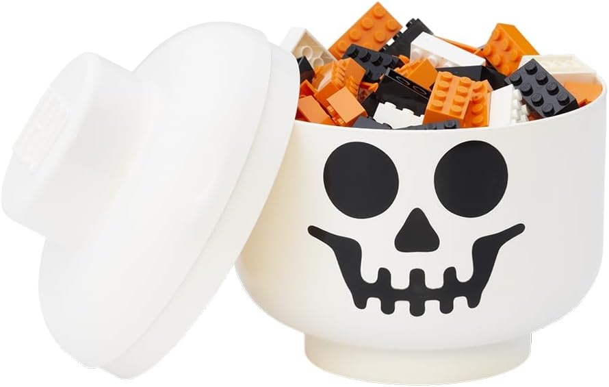 image:imageRoom Copenhagen LEGO Storage Heads Stackable Storage Container Buildable Organizational Bins for Kids Toys and Accessories 945 x 945 x 1067in Large Pumpkin Holds 500 Bricks Holds about 500 bricksSkeleton