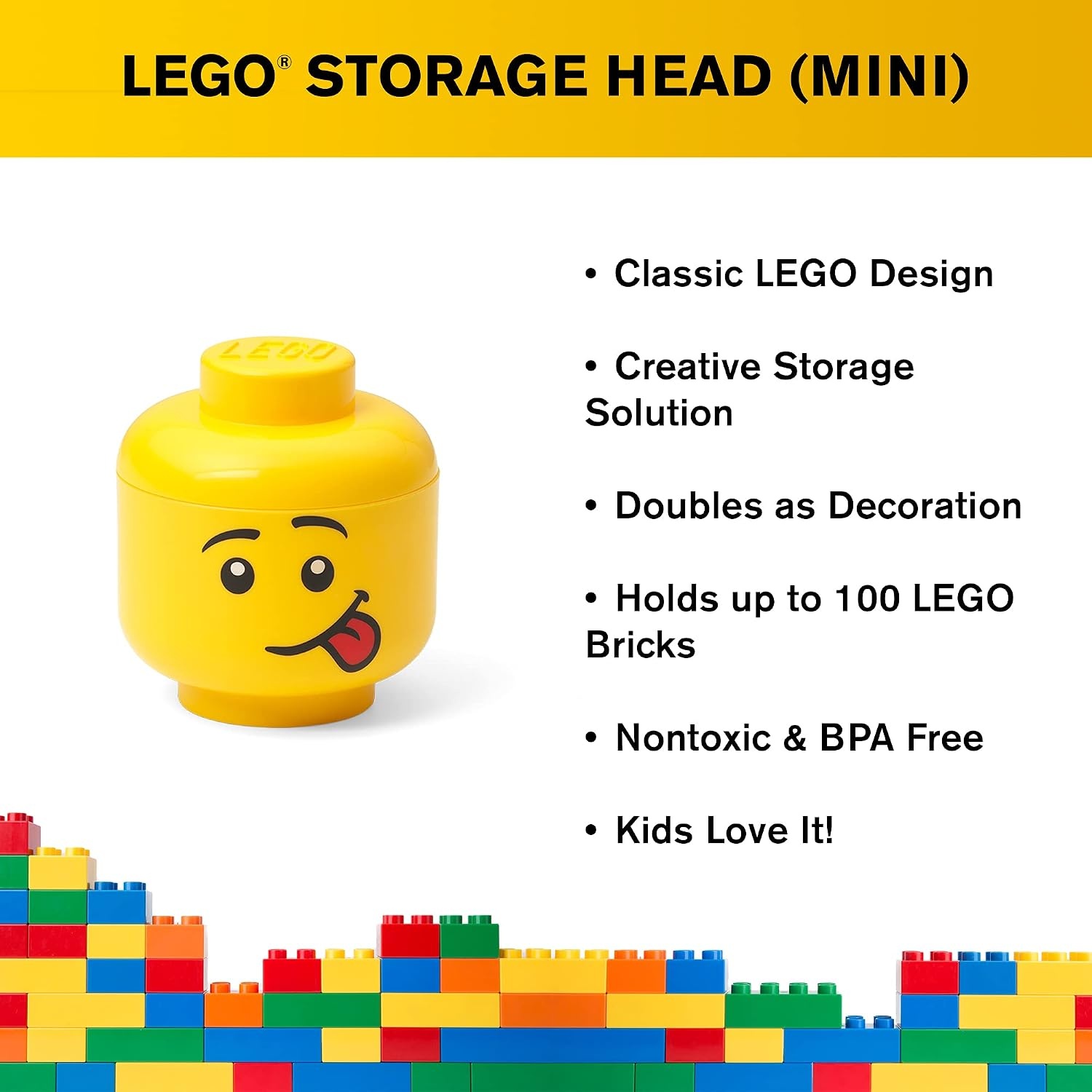 image:imageRoom Copenhagen LEGO Storage Heads Stackable Storage Container Buildable Organizational Bins for Kids Toys and Accessories 945 x 945 x 1067in Large Pumpkin Holds 500 Bricks Holds about 500 bricksSilly