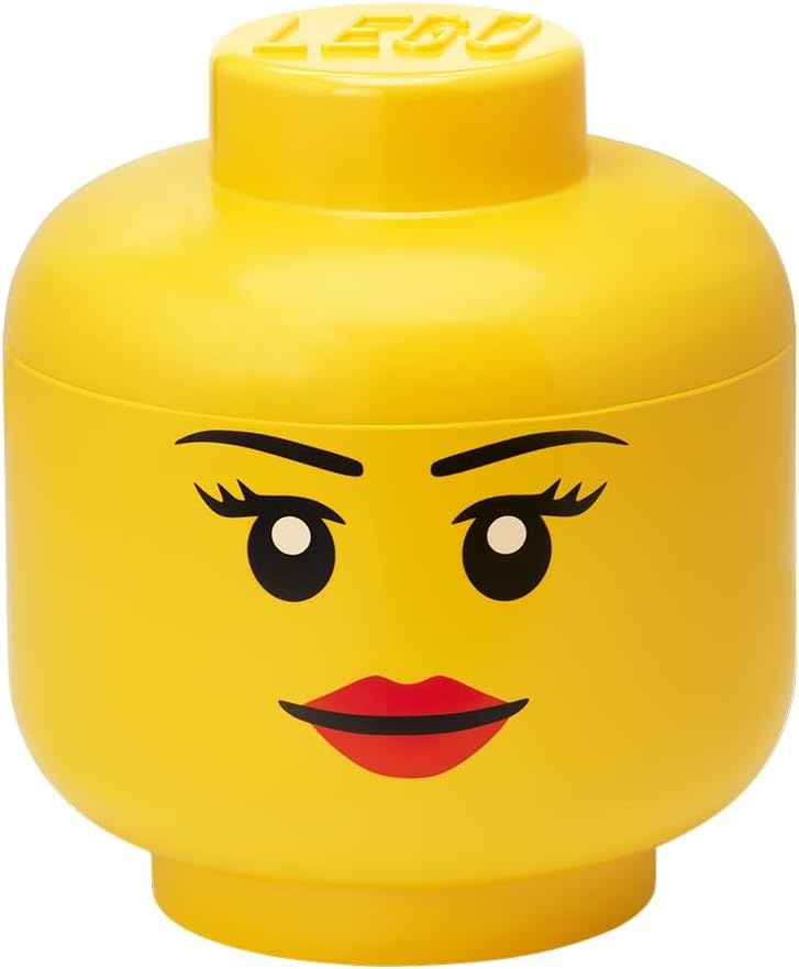 image:imageRoom Copenhagen LEGO Storage Heads Stackable Storage Container Buildable Organizational Bins for Kids Toys and Accessories 945 x 945 x 1067in Large Pumpkin Holds 500 Bricks Holds about 500 bricksGirl