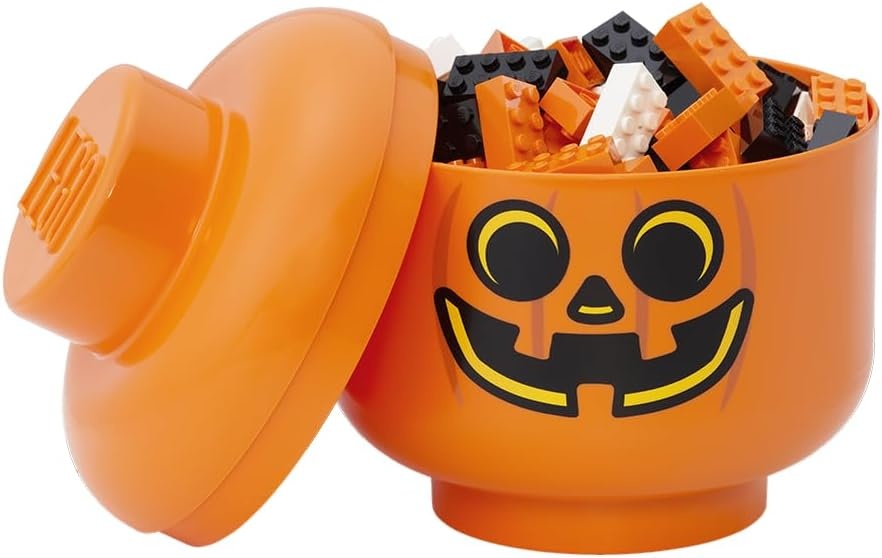 image:imageRoom Copenhagen LEGO Storage Heads Stackable Storage Container Buildable Organizational Bins for Kids Toys and Accessories 945 x 945 x 1067in Large Pumpkin Holds 500 Bricks Holds about 500 bricksPumpkin