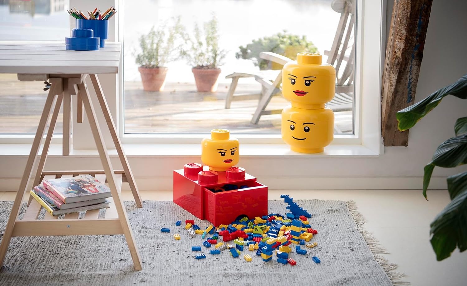 image:imageRoom Copenhagen LEGO Storage Heads Stackable Storage Container Buildable Organizational Bins for Kids Toys and Accessories 945 x 945 x 1067in Large Pumpkin Holds 500 Bricks Holds about 500 bricksHappy Boy