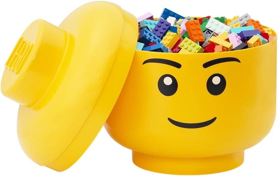 image:imageRoom Copenhagen LEGO Storage Heads Stackable Storage Container Buildable Organizational Bins for Kids Toys and Accessories 945 x 945 x 1067in Large Pumpkin Holds 500 Bricks Holds about 500 bricksBoy