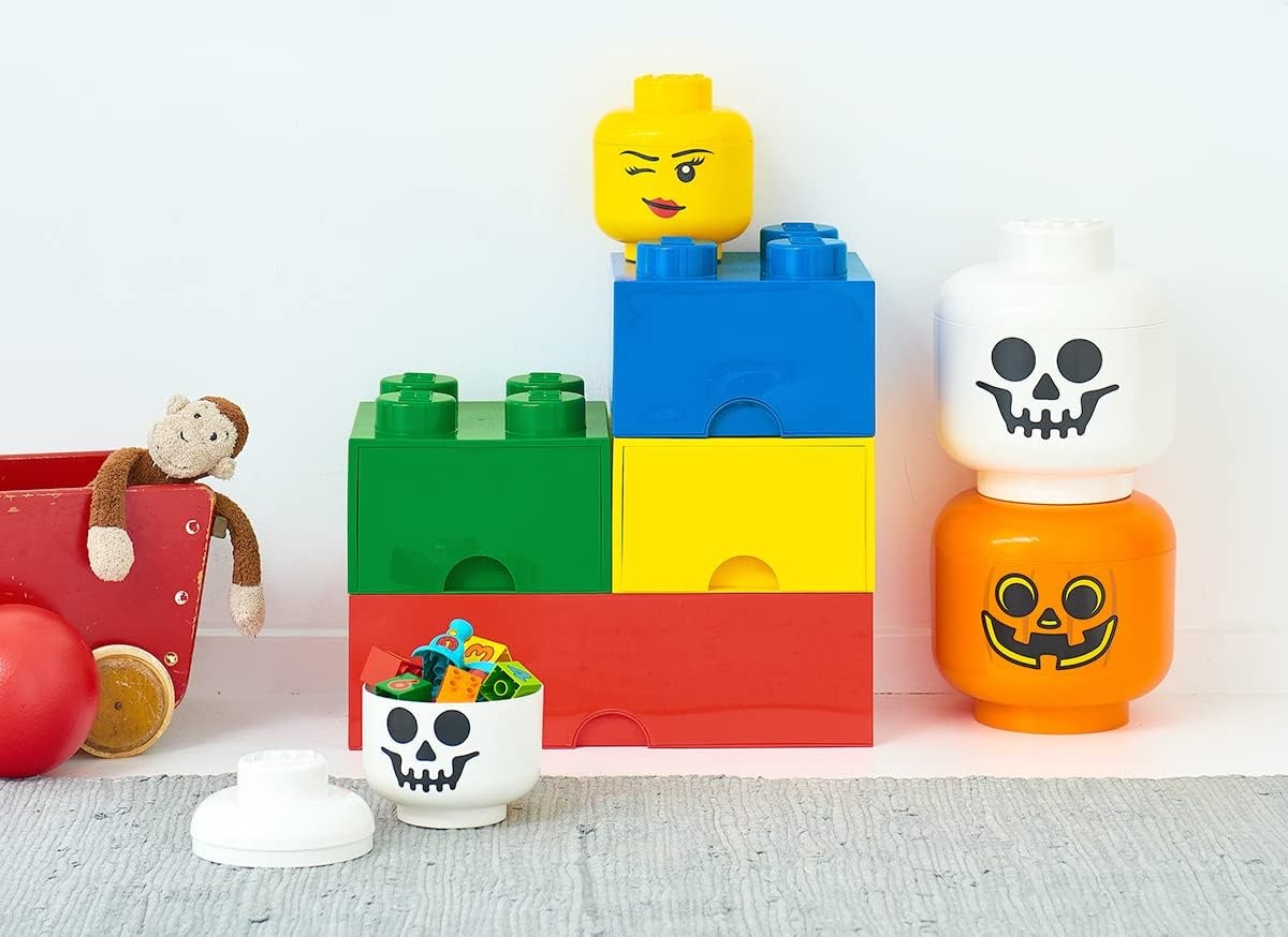 image:imageRoom Copenhagen LEGO Storage Heads Stackable Storage Container Buildable Organizational Bins for Kids Toys and Accessories 945 x 945 x 1067in Large Pumpkin Holds 500 Bricks Holds about 500 bricksZombie