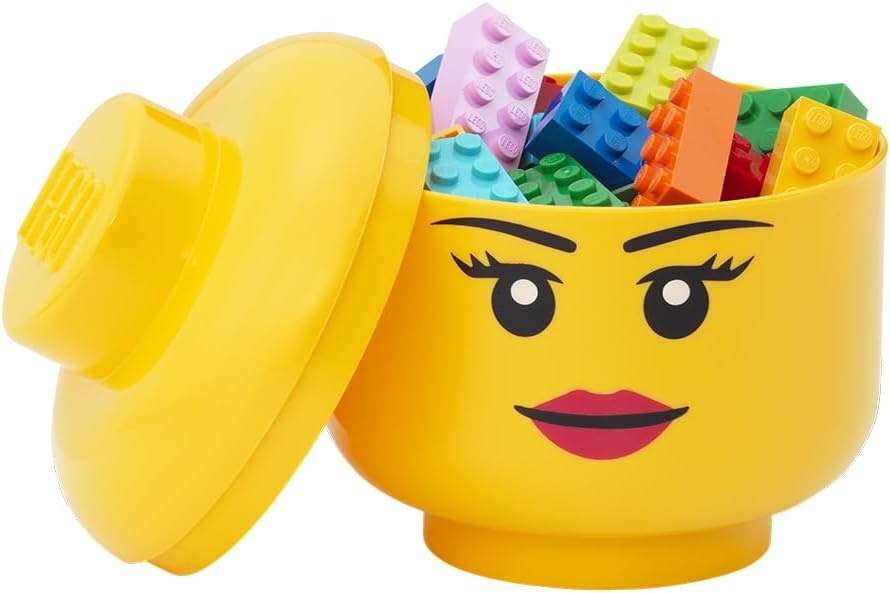 image:imageRoom Copenhagen LEGO Storage Heads Stackable Storage Container Buildable Organizational Bins for Kids Toys and Accessories 945 x 945 x 1067in Large Pumpkin Holds 500 Bricks Holds about 500 bricksGirl
